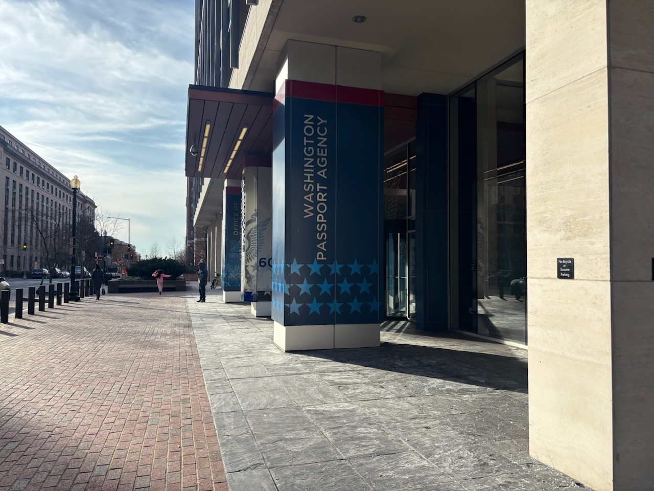 Exterior of the Washington Passport Agency building on 19th Street.