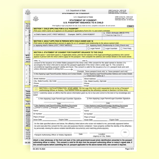 First page of Form DS-3053 with light yellow headings.