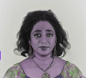 Photo of a woman with a filter.